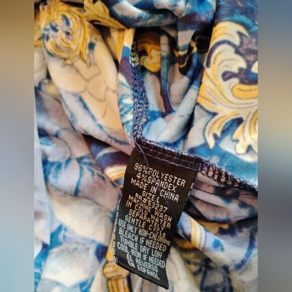 Midi Blue Abstract Dress Formal With Sleeves - Picture 5 of 6